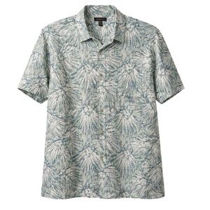 Van Heusen XX 18-18.5 Tropical Button Down Shirt Green Palm Print Short Sleeve